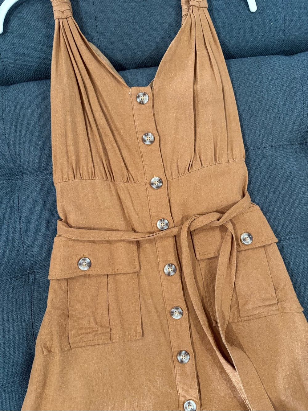 Lulus Rust Button Front Utility Mini Dress Size Large - Picture 2 of 6